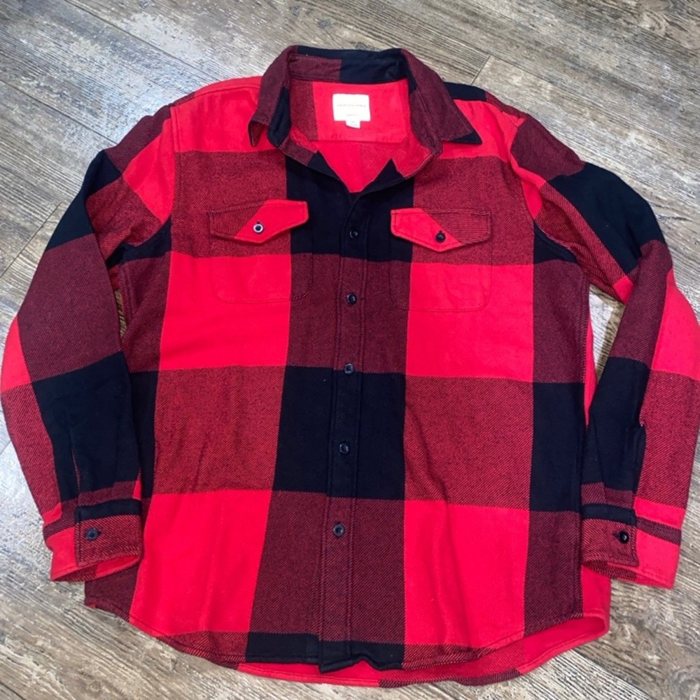Men’s American Eagle Buffalo Plaid Flannel Shacket - Large